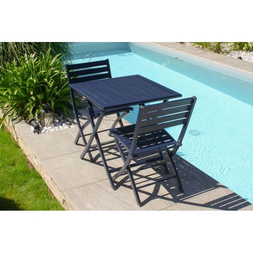 Lot De 2 Chaises De Jardin En Aluminium - Bleu Marine - Marius