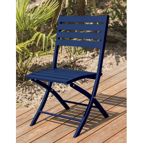 Ensemble Repas De Jardin 4 Places En Aluminium - Bleu Marine - Marius