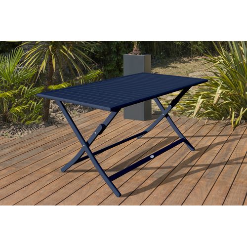 Ensemble Repas De Jardin 4 Places En Aluminium - Bleu Marine - Marius