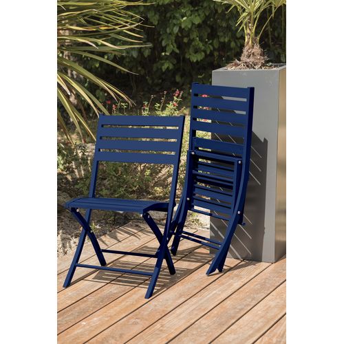 Ensemble Repas De Jardin 4 Places En Aluminium - Bleu Marine - Marius