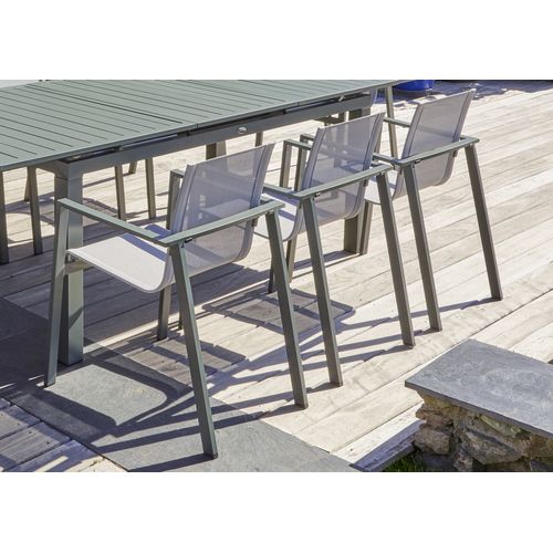 Ensemble Repas De Jardin 8 Places En Aluminium - Kaki - Miami