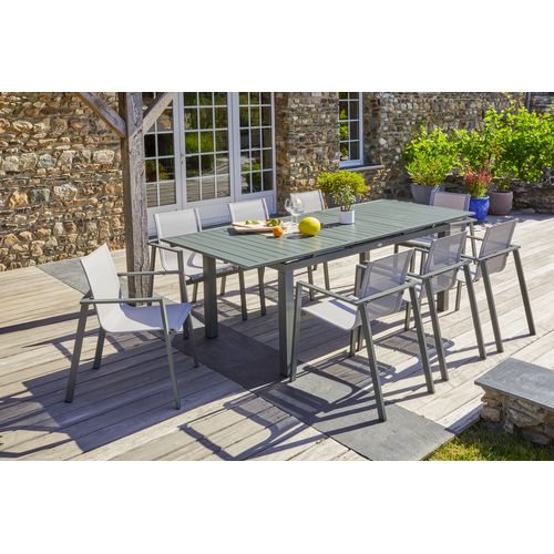 Ensemble Repas De Jardin 8 Places En Aluminium - Kaki - Miami