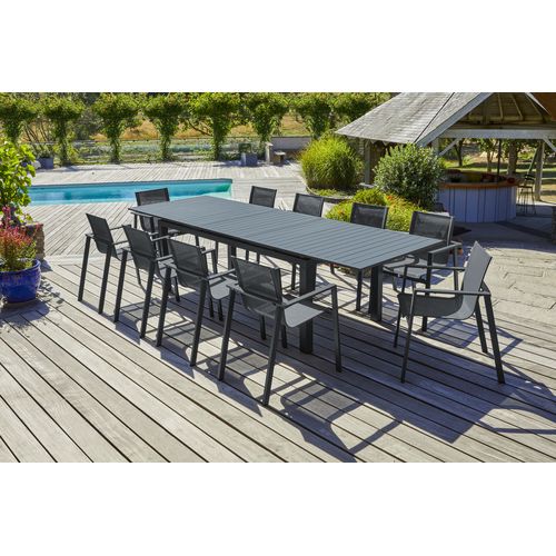 Ensemble Repas De Jardin 10 Places En Aluminium - Gris Anthracite - Miami