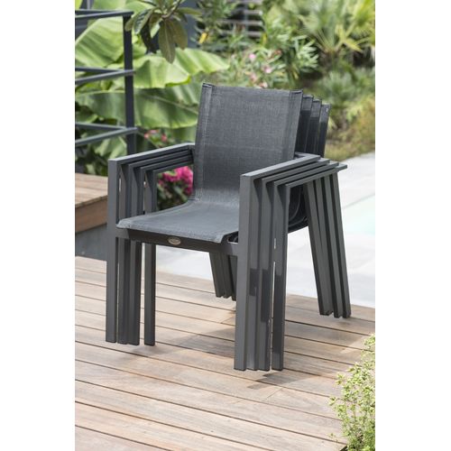 Ensemble Repas 6 Places En Aluminium Et Plateau Céramique - Gris Anthracite - Olhos