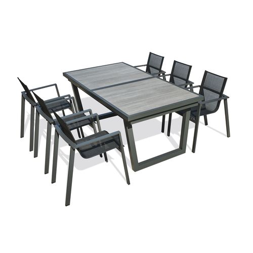 Ensemble Repas 6 Places En Aluminium Et Plateau Céramique - Gris Anthracite - Olhos
