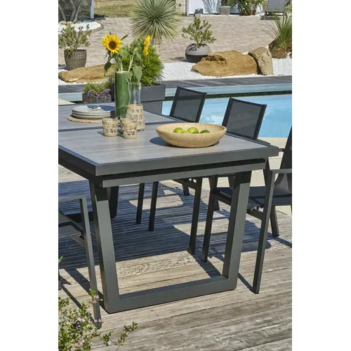 Ensemble Repas 6 Places En Aluminium Et Plateau Céramique - Gris Anthracite - Olhos