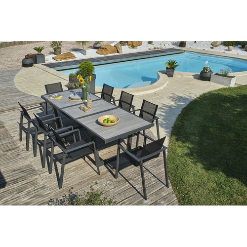 Ensemble Repas 8 Places En Aluminium Et Plateau Céramique - Gris Anthracite - Olhos