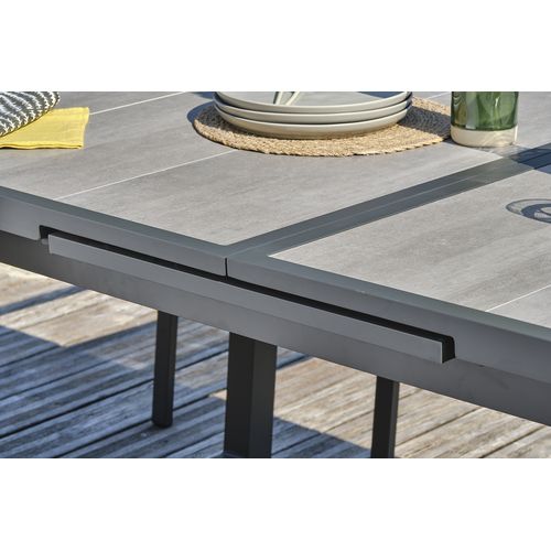 Ensemble Repas 8 Places En Aluminium Et Plateau Céramique - Gris Anthracite - Olhos