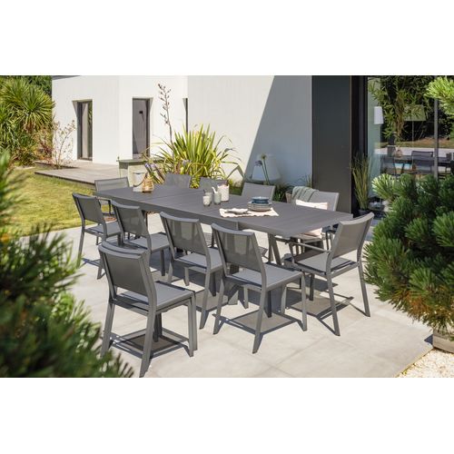 Ensemble Repas De Jardin 12 Places En Aluminium - Gris Anthracite - Stockholm