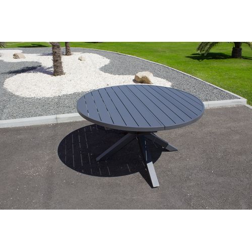 Ensemble Repas 8 Places En Aluminium Avec Rallonge Papillon - Gris Anthracite - Pelosa