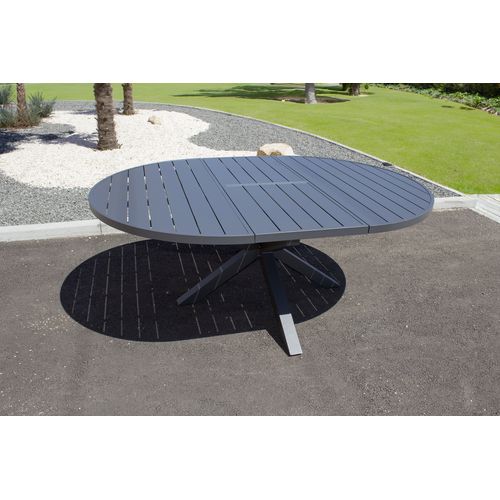 Ensemble Repas 8 Places En Aluminium Avec Rallonge Papillon - Gris Anthracite - Pelosa