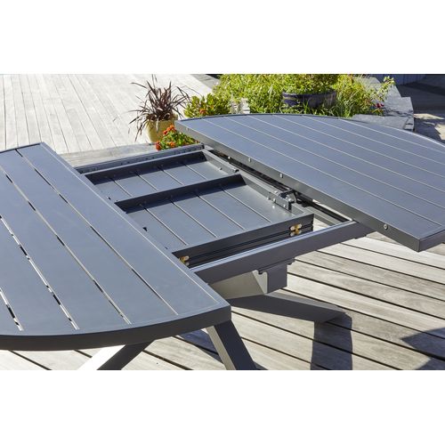 Ensemble Repas 8 Places En Aluminium Avec Rallonge Papillon - Gris Anthracite - Pelosa