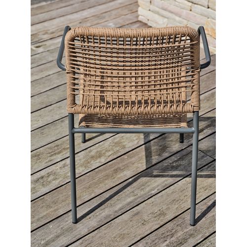 Lot De 2 Fauteuils De Jardin En Corde Et Acier - Gris Anthracite - Marceau