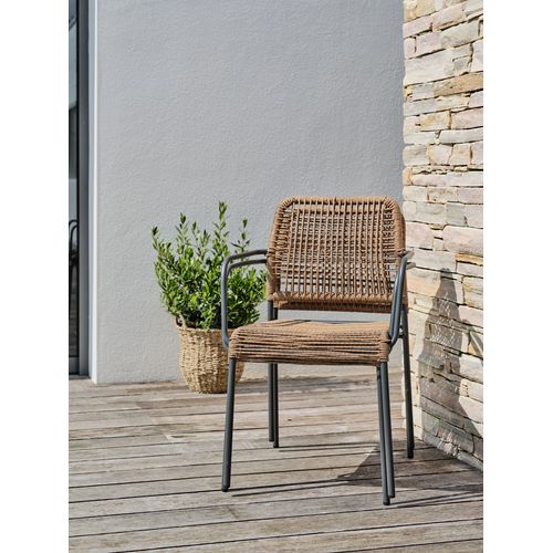 Lot De 2 Fauteuils De Jardin En Corde Et Acier - Gris Anthracite - Marceau
