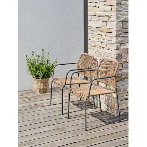 Lot De 2 Fauteuils De Jardin En Corde Et Acier - Gris Anthracite - Marceau