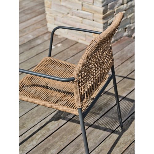 Lot De 2 Fauteuils De Jardin En Corde Et Acier - Gris Anthracite - Marceau
