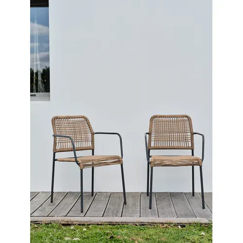 Lot De 2 Fauteuils De Jardin En Corde Et Acier - Gris Anthracite - Marceau