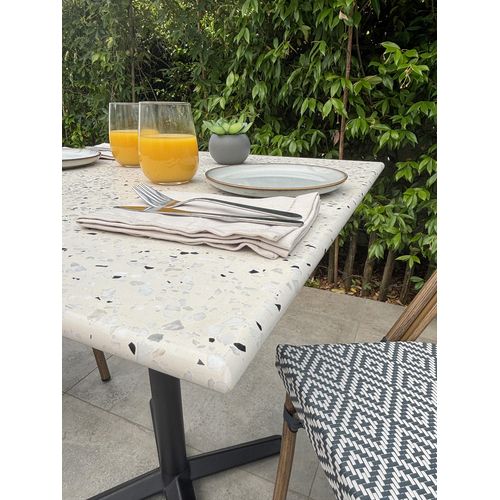 Ensemble Repas De Jardin 2 Places En Acier Et Plateau Terrazzo - Bleu Marine - Bistro