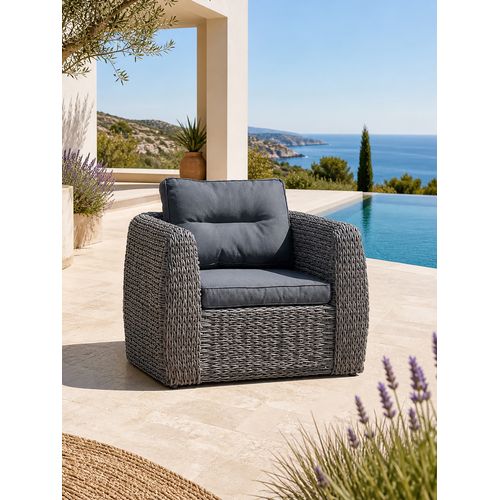 Fauteuil 1 Place De Jardin En Résine Tessée - Gris Anthracite - Bahamas