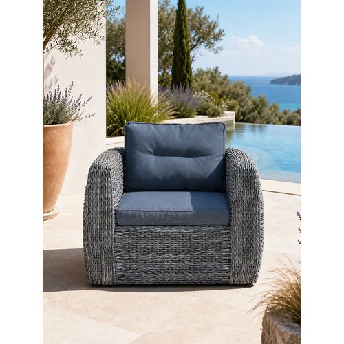 Fauteuil 1 Place De Jardin En Résine Tessée - Gris Anthracite - Bahamas