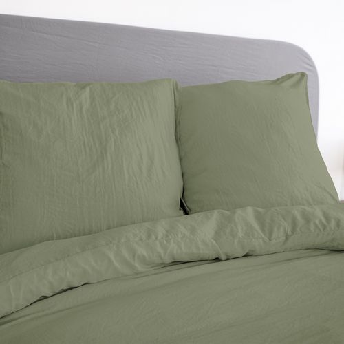 Parure De Lit 240x260 Cm Microfibre Vert Olive