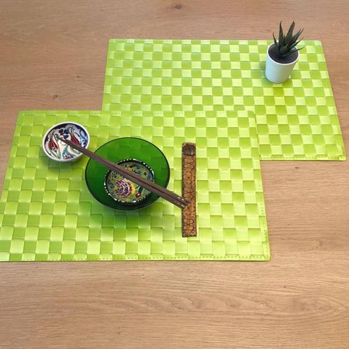 Set De Table Tissé Motif Uni Lot 6 So 33x48 Vert