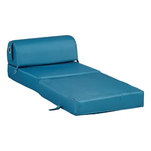 Chauffeuse L.75 cm 2 IN 1 Bleu canard vue de profil