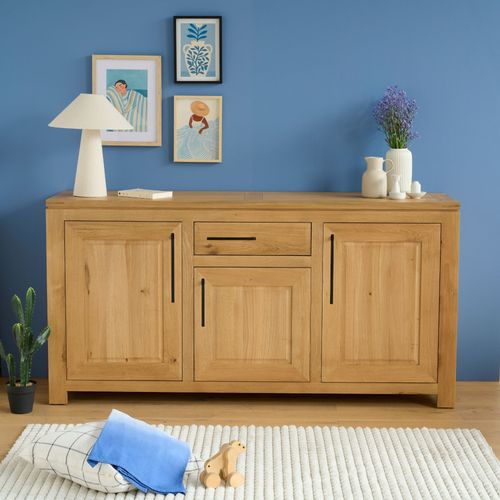 Buffet Bas Moderne En Chêne Clair 3 Portes 1 Tiroir - Boston