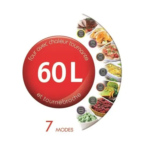 Four posable 60l Chaleur Tournante Optimo 2200w Noir - Yy2917fb