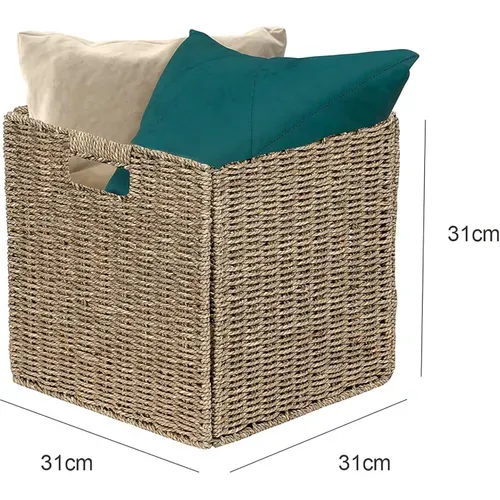 Panier Pliable En Jonc De Mer Naturel 31 X 31 X 31 Cm