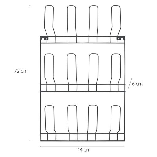 Range-chaussures Mural Pour 6 Paires En Métal Gris 44 X 6 X 75 Cm