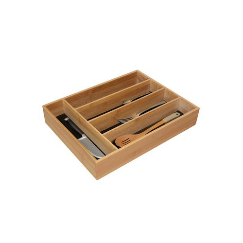 Range-couverts Avec 5 Compartiments En Bambou Naturel 29 X 38 X 6,5 Cm