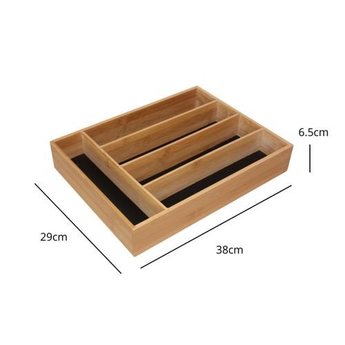 Range-couverts Avec 5 Compartiments En Bambou Naturel 29 X 38 X 6,5 Cm