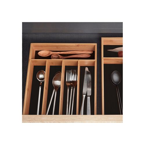 Range-couverts Avec 5 Compartiments En Bambou Naturel 29 X 38 X 6,5 Cm