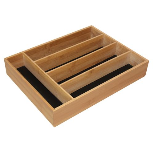 Range-couverts Avec 5 Compartiments En Bambou Naturel 29 X 38 X 6,5 Cm
