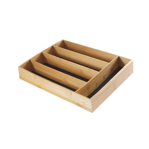 Range-couverts Avec 5 Compartiments En Bambou Naturel 29 X 38 X 6,5 Cm