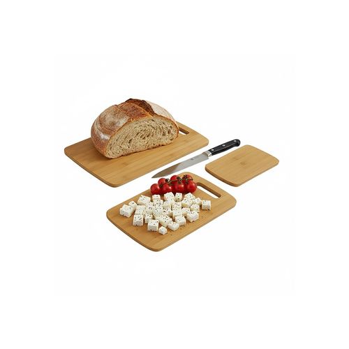 Lot De 3 Planches à Découper En Bambou Naturel 24 X 20 X 15 Cm