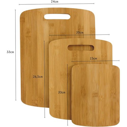 Lot De 3 Planches à Découper En Bambou Naturel 24 X 20 X 15 Cm