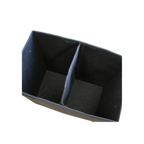 Panier à Linge Double En Tissu Noir 50 X 30 X 60 Cm