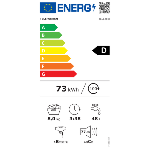Lave-linge Frontal 8 kg 1200 trs/mn - Tll128w