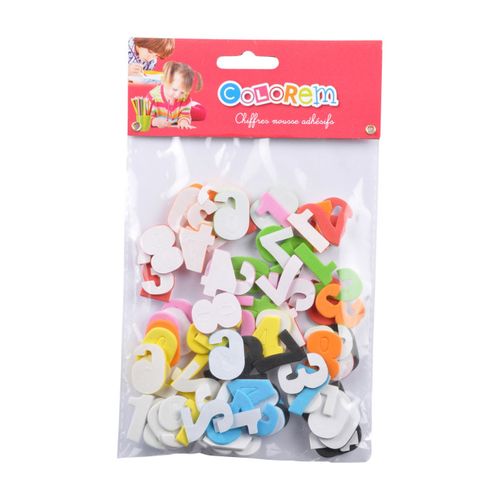 Lot De 100 Chiffres Mousse "adhésifs" Multicolore