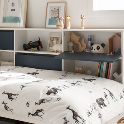 Lit Gigogne Avec Rangements Blanc Et Bleu Nuit Opus