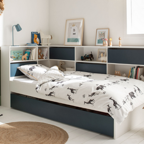 Lit Gigogne Avec Rangements Blanc Et Bleu Nuit Opus
