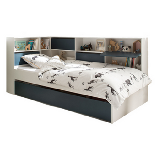 Lit Gigogne Avec Rangements Blanc Et Bleu Nuit Opus