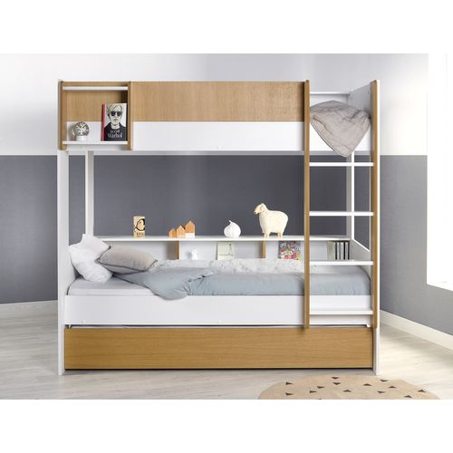 Lit Superposé 3 Places Opus Blanc Et Bois