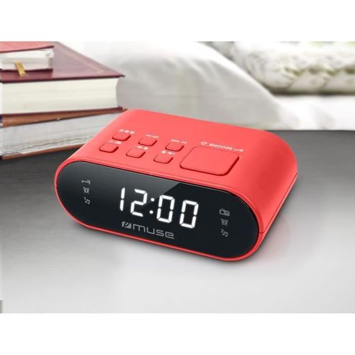 Radio-réveil Horloge 24h 20 Stations Rouge - M-10 Red