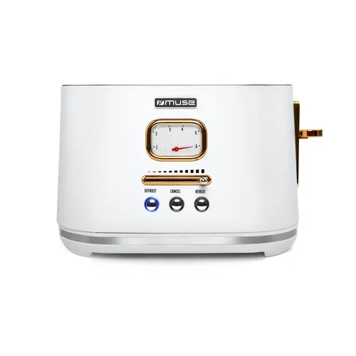 Grille pain - 2 tranches - MUSE MS-130 W Blanc et cuivre vue de face