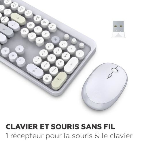 Ensemble Clavier Et Souris Sans Fil Azerty 2,4 Ghz — Ergonomique, Capteur Optique