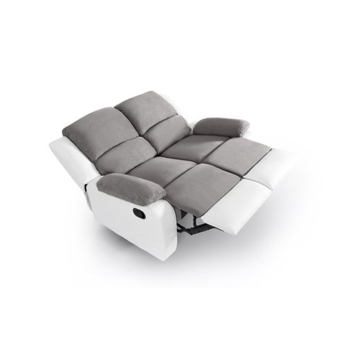 Canapé Relaxation 2 Places Microfibre / Simili Detente -  Blanc / Gris
