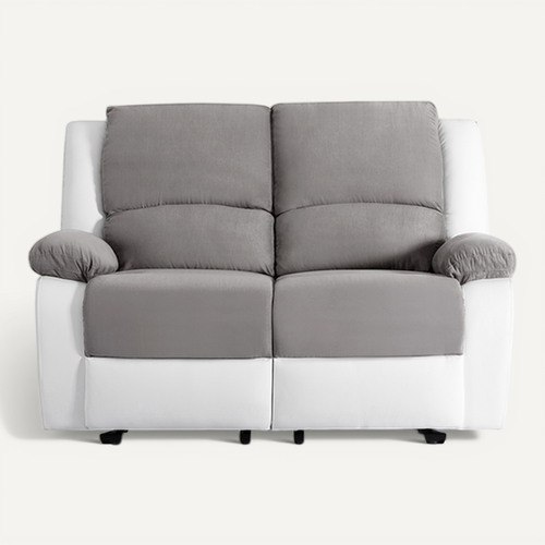 Canapé Relaxation 2 Places Microfibre / Simili Detente -  Blanc / Gris